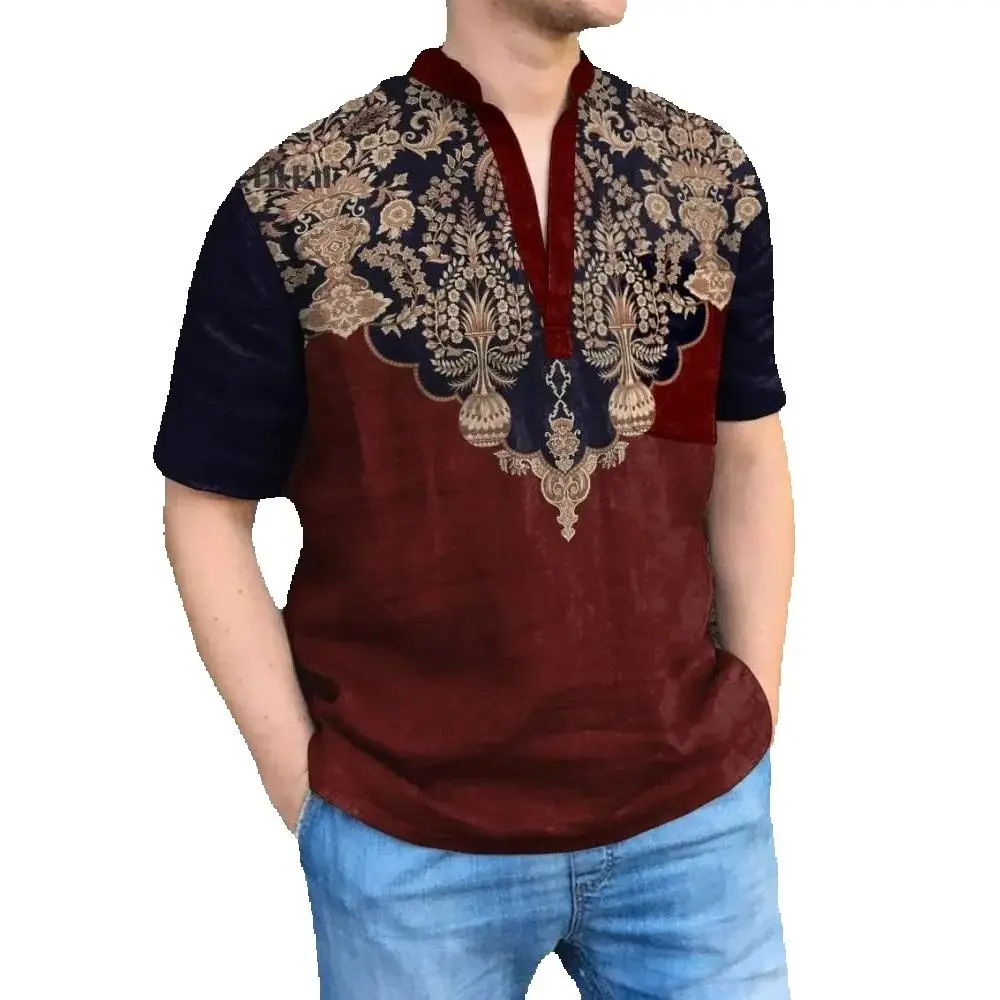 

Retro ethnic linen shirts, 3D printing, casual and stylish, new summer arrives in 2025