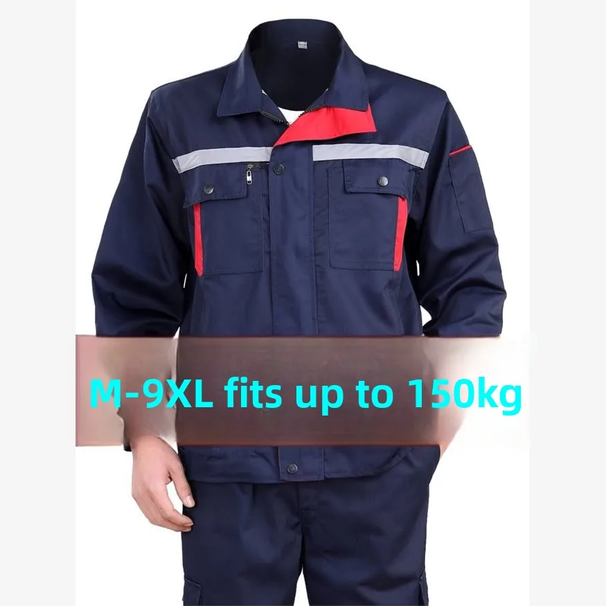 

plus Size Workwear Set Men's Loose Long Sleeve Spring Autumn Top Bottoms Industrial Wear Durable Factory Workshop Uniform