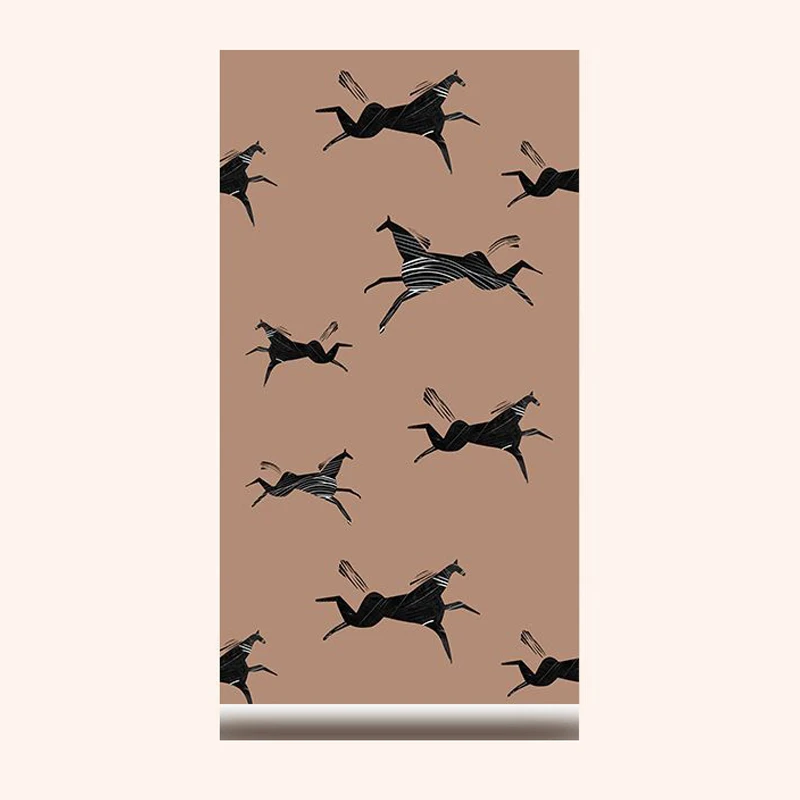 Running Horses Wallpaper Vintage Peel and Stick  Animals Contact Paper Removable Mural Wallpaper for Bedroom Farmhouse Cabinets