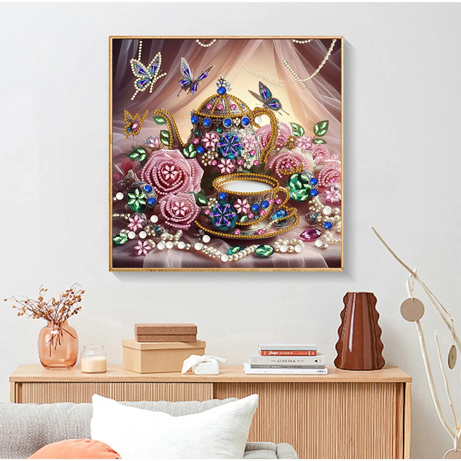 SDOYUNO-Partial Diamond Painting Special Shape Tree Flower High Heels Tea Cup Crystals Picture Craft Rhinestones Home Decoration