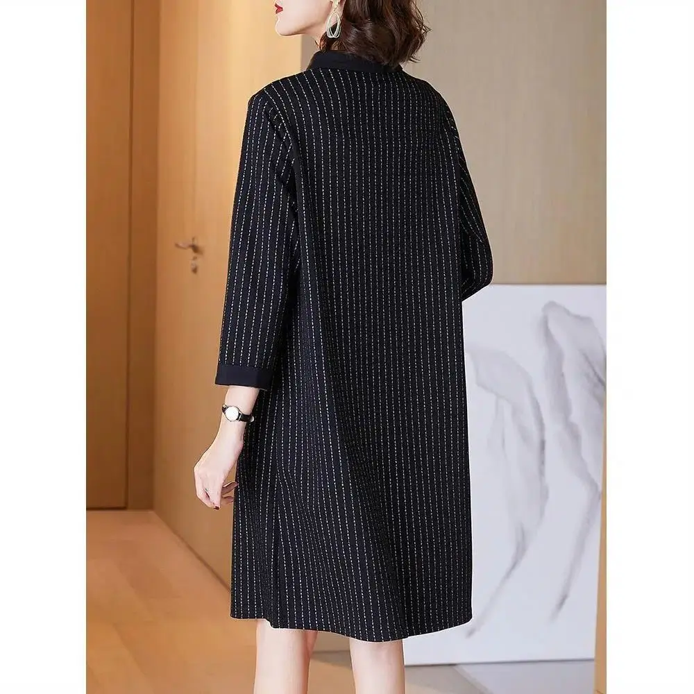 Your Wife's Plus Size Women's Dress for Spring and Autumn High-end Mothers Covering Flesh and Slimming Bottom Layer Shirt