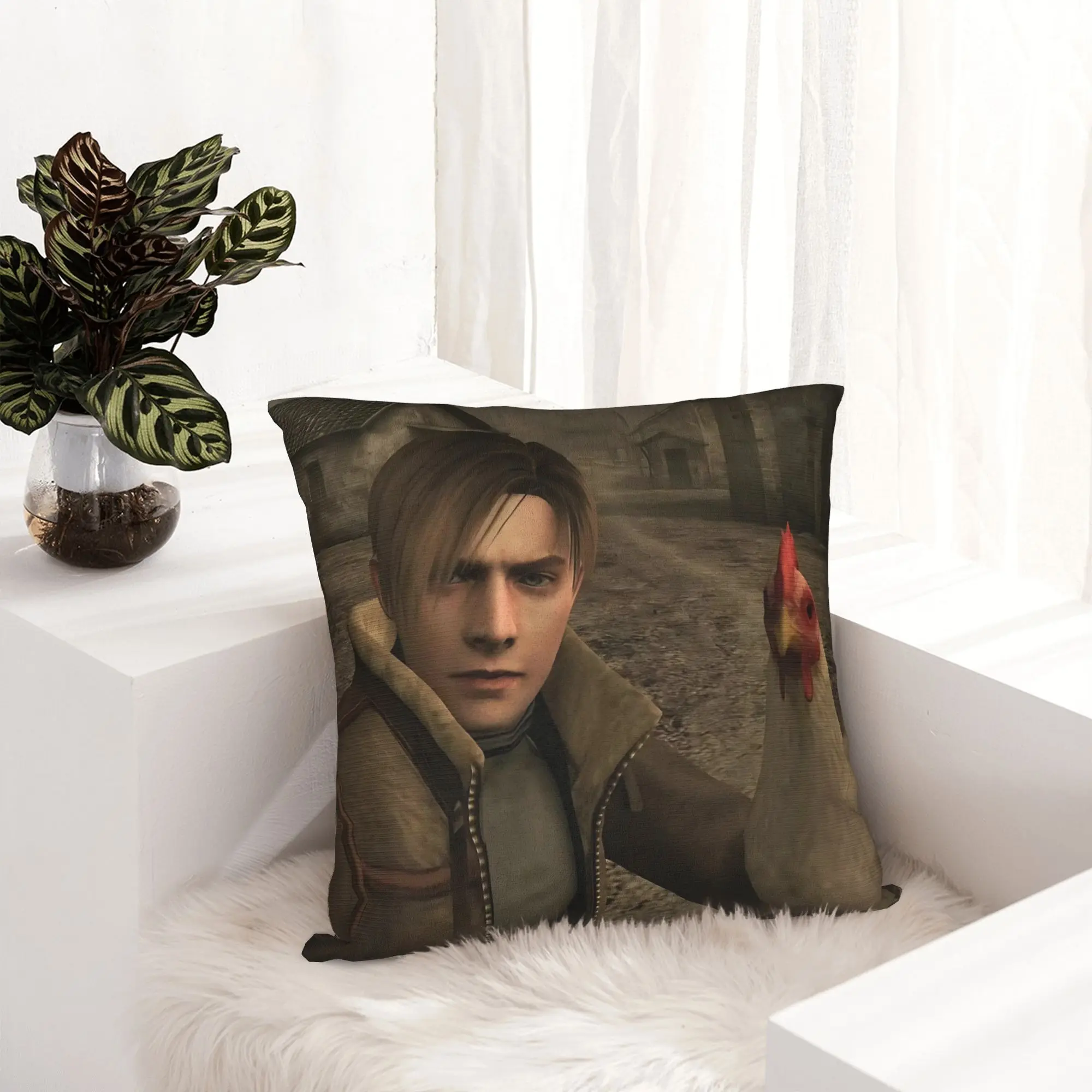 Leon S Kennedy Meme Residents Evils Pillowcase Printed Cushion Cover Decorations  Pillow Case Cover Living Room Drop Shipping