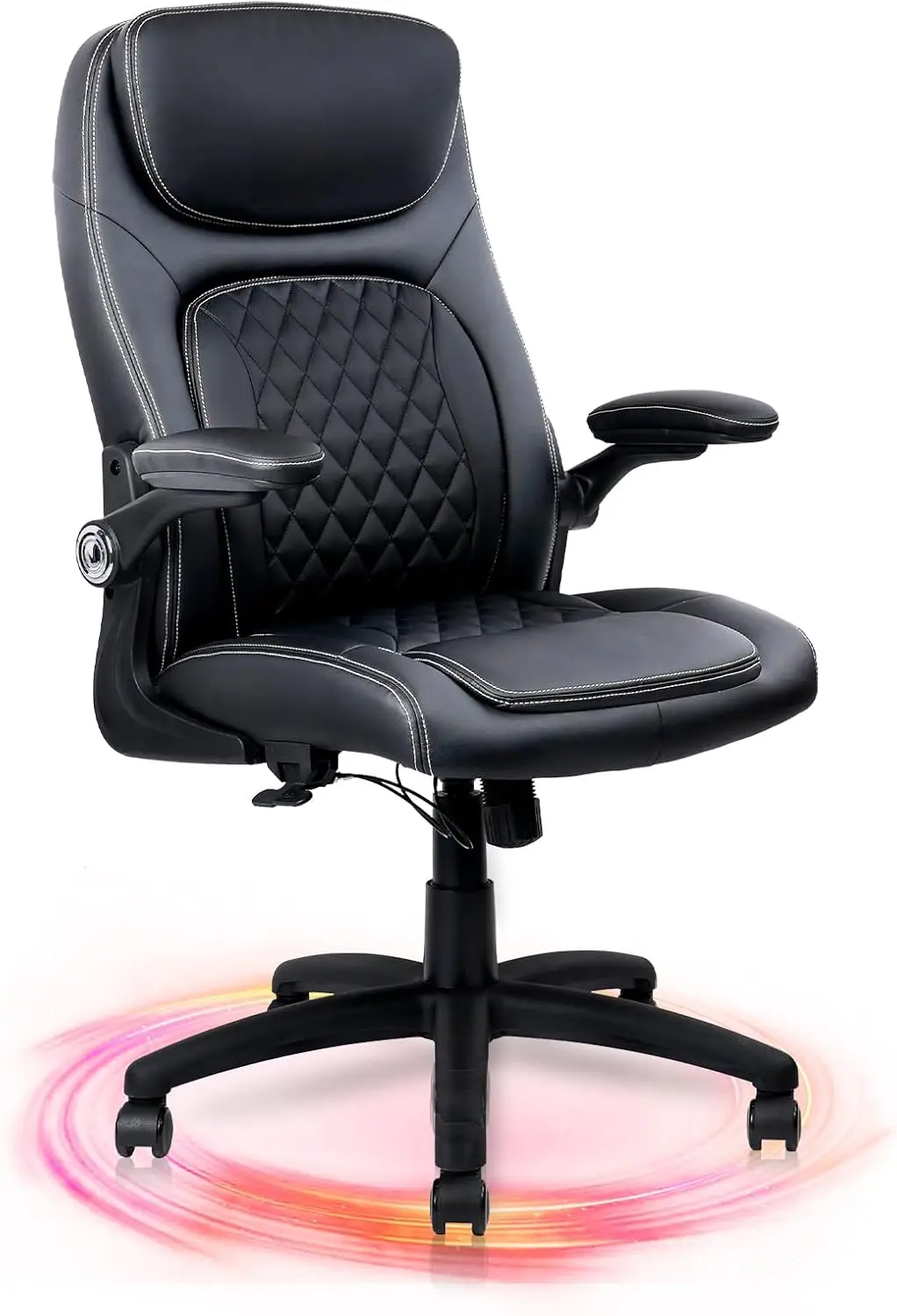 

CLATINA Executive Office Chair PU Leather with Adjustable Flip-up Armrests, High Back Ergonomic Computer Task Chair with Lumbar