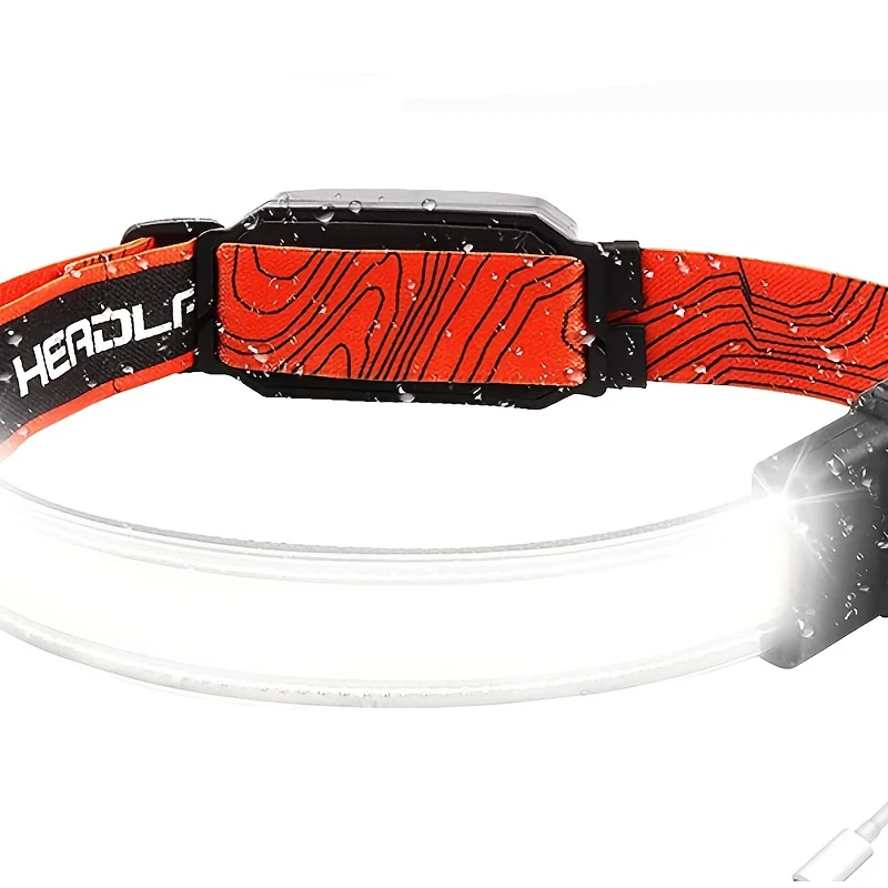 G13A COB LED Headlight USB Rechargeable Headlights Red Light With Strobe Warning Floodlight Perfect For Riding Working Headlamps