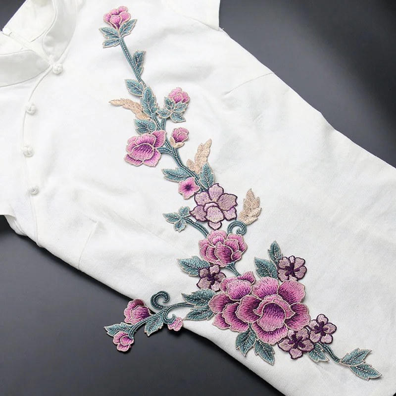 Parches con diseño de flores grandes de 22x55cm, parches para coser para ropa, nuevos parches bordados de alta calidad para ropa