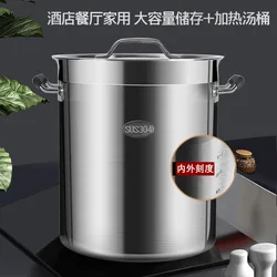 Soup Pot 304 Stainless Steel Barrel Commercial Thickened Large Capacity Boiling Water Barrel with Lid