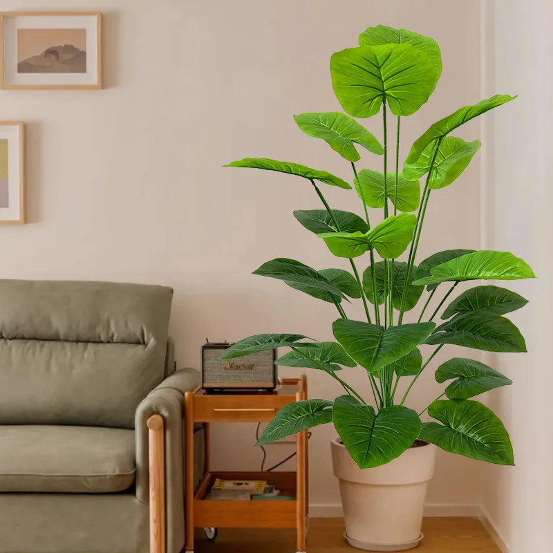 43.3 بوصة شجرة نباتات اصطناعية عملاقة واقعية كاملة الخصبة الخضرة داخلي في الهواء الطلق جميع المواسم ديكور للمنزل مكتب حفل زفاف #2