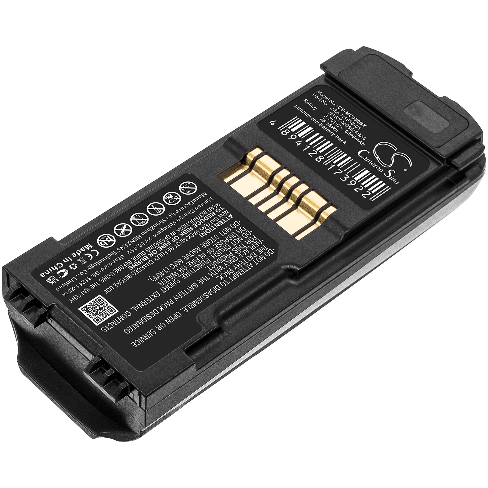 Barcode Scanner Battery For Symbol:MC9500,MC9590,MC9596,82-111636-01,BTRY-MC95IABA0,4600mAh/17.02Wh--6800mAh/25.16Wh-Li-ion-3.7V