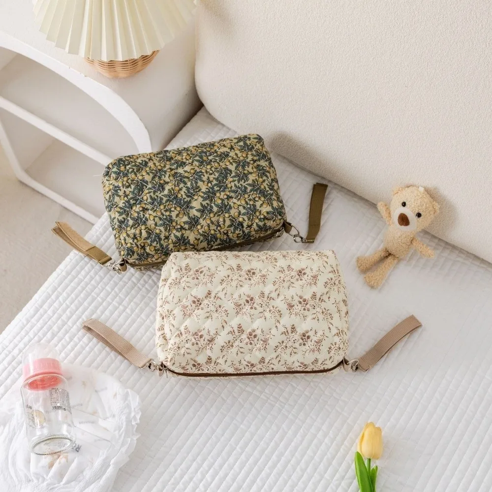 Portable Diaper Storage Bag Universal Lightweight Items Organizer Floral Pattern Maternal Stroller Bag for Mommy