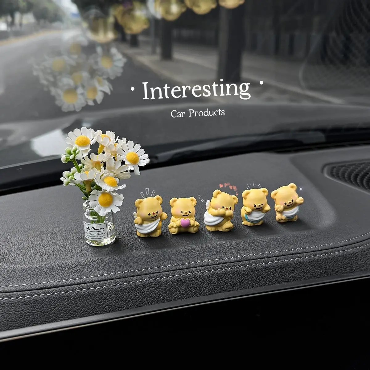 Bear car butter car center console ornament new car cartoon cute doll decorative accessories
