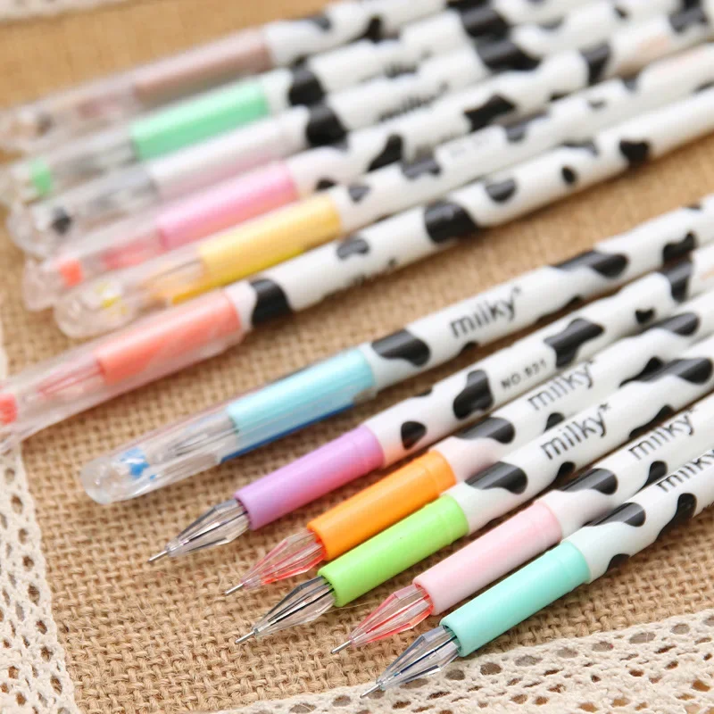 Edition Cartoon Creative Stationery Pen Cows 12 Color Diamond Color Students Stationery Gel Pen Cute Stationary Wholesale