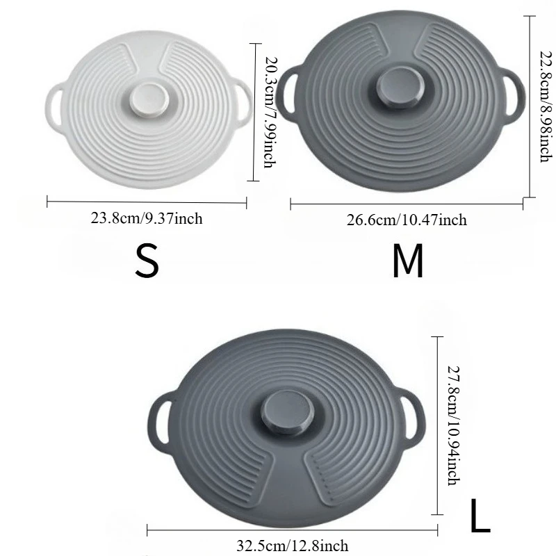 For Bowls Cups Plates Frying Pans With Double Handles Fresh Storage 3Pcs Silicone Suction Lid Set Reusable Food Covers