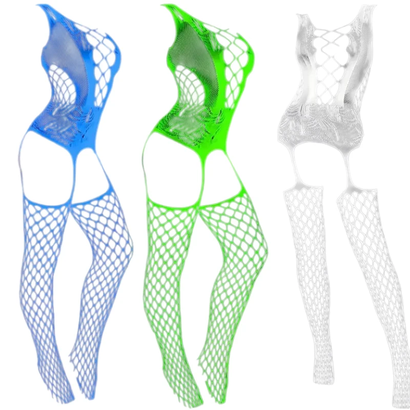 

Luminous Mesh Sexy Lingerie See through Bodysuit Erotic Underwear for Women Mesh Dress Glowing the Drak Bodystockings