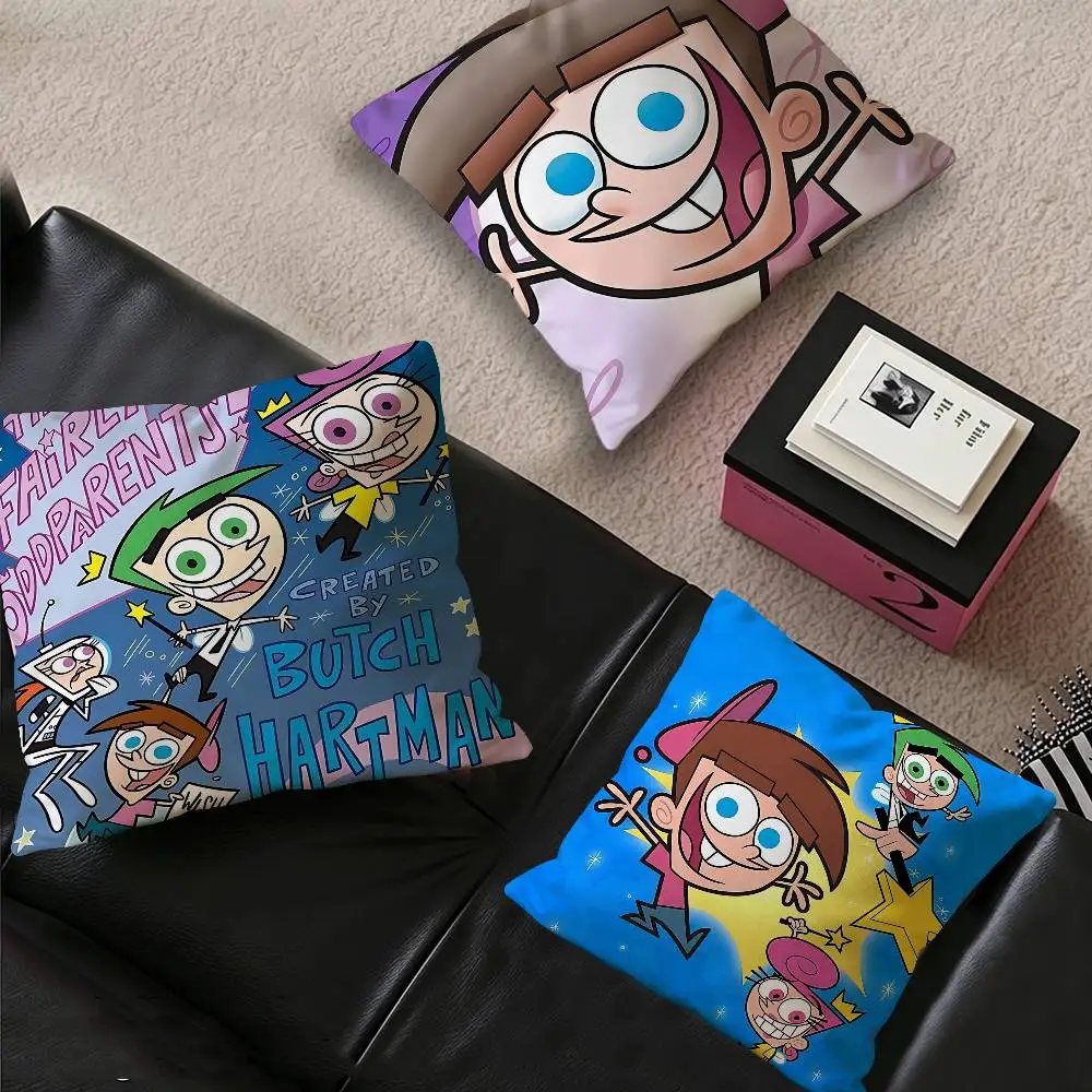 F-Fairly O-Oddparents Pillow Covers Cartoon Sofa Decorative Home Double-sided Printing Short Plush Cute Cushion Cover