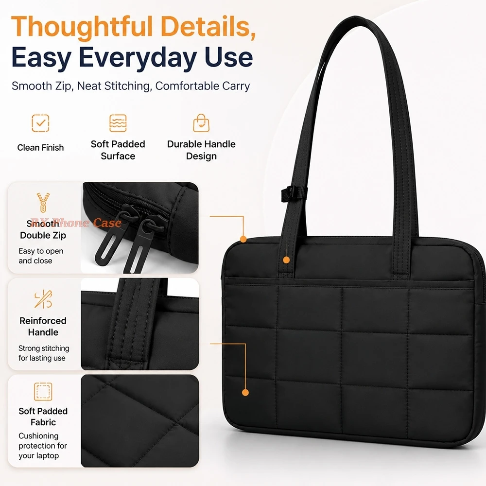 Laptop Tote Bag For 15.6Inch With Luggage Strap Lightweight Notebook Shoulder Bag Shockproof Plush Office Work Antidrop Handbag