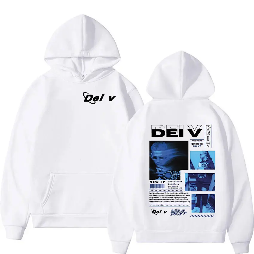 Rapper Quien Es Dei V? Tour 2025 New Album Hoodie Men's Hip Hop Fashion Pullover Sweatshirt Vintage Oversized Hoodies Streetwear