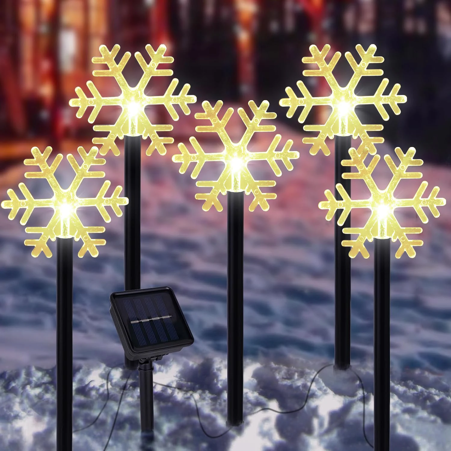 

Солнечные рождественские дорожные фонари, 5 упаковок уличных солнечных рождественских декоративных фонарей для сада, пейзажа, двора, лужайки, патио, свадебной вечеринки