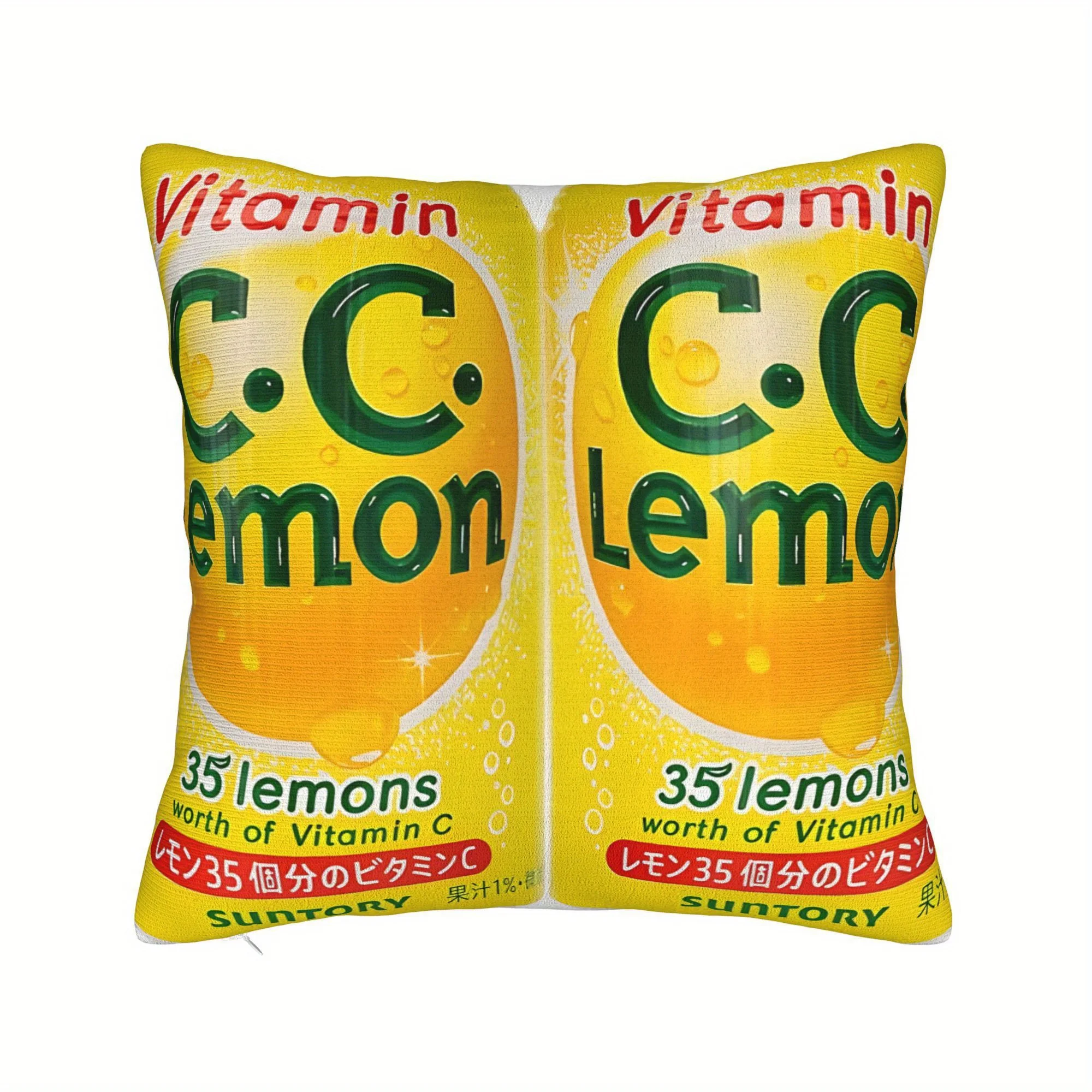 Trendy Lemon Vitamin C Pillow Cover Decorative Throw Cushion for Sofa Bed Home Decor Accent Gift Idea