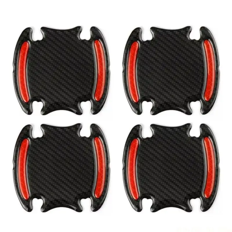 J0MA 8Pcs High Visibility Reflective Car Door Handle Protectors Scratch Resistance Defense