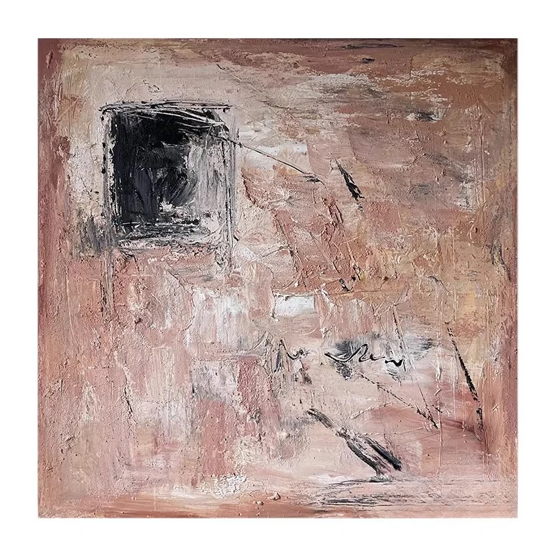 

Wabi-sabi wind hand-painted high-end living room abstract oil painting