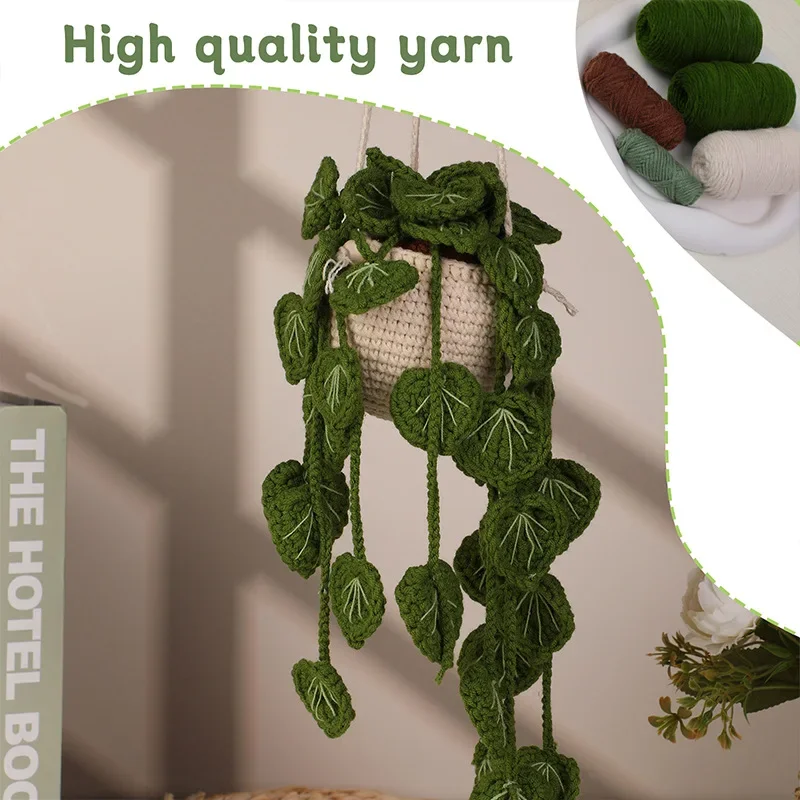 Hand-made hope pepper grass hanging basket pendant crochet material wrapped wool weaving expert home decoration