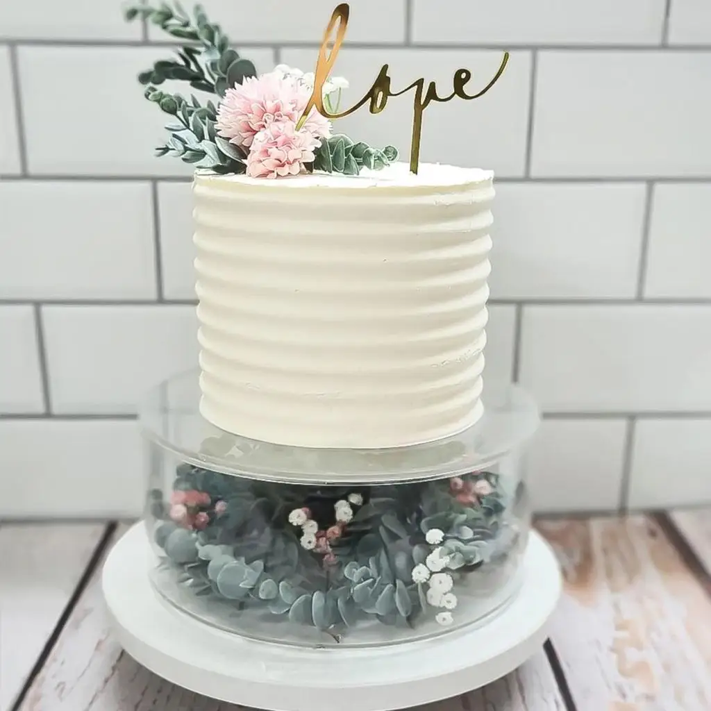 Round Acrylic Cake Stand Riser Fillable Cylinder Display Board for Wedding Birthday Party Creative Cake Arrangement