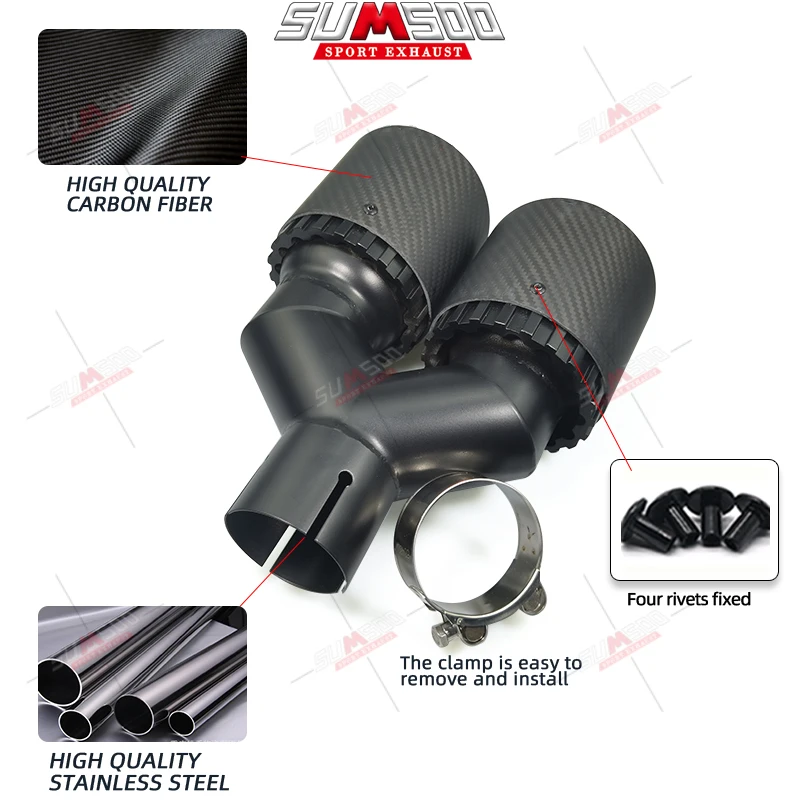 زوج واحد من تعديل النوع Y الجديد مناسب لرصاصة ذيل الحلق من ألياف الكربون من فولكس فاجن جولف باللون الأسود غير اللامع