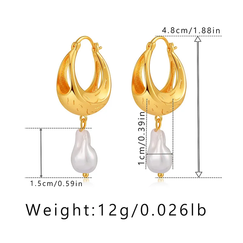 White Irregular Baroque Freshwater Pearls Pendant Women Dangle Earrings 18k Gold Plated Small Ear Rings Fashion Party Jewelry