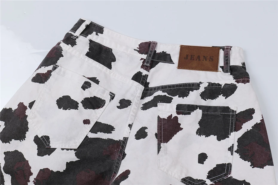 Cow Camouflage Cargo Shorts Mens Streetwear Hip Hop Multiple Pockets Short Men Harajuku Vintage Cotton Calf Length Pants Male