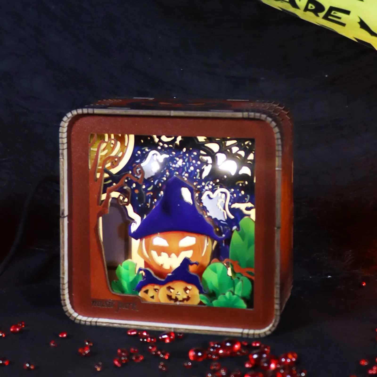 

3D Wooden Puzzles For Adults Halloween Night Lights Model Kit Desk Decorations Birthday Gifts For Women