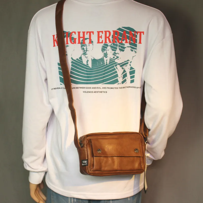 

Мужская модная маленькая сумка через плечо с заклепками и широким цветным ремешком, почтальон Sle, сумка из искусственной кожи, повседневная сумка oulder