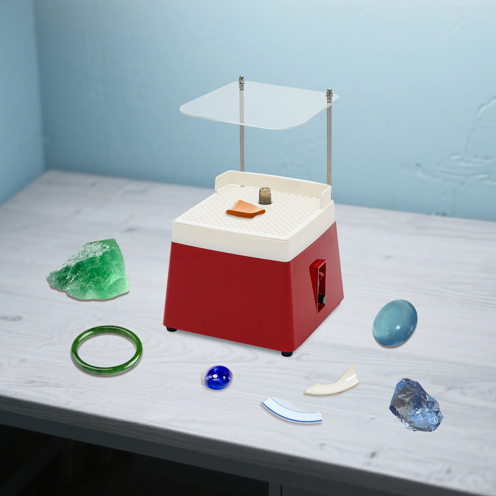 Buntglasmühle mit Schallwandhalterung, automatische Wasserfüllung, 65 W hocheffiziente Sicherheitsschleifmaschine, für die Glasverarbeitung