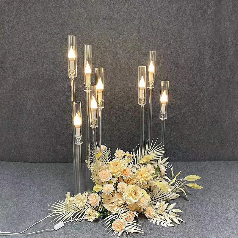 

New wedding props transparent candlestick acrylic BBK crystal road wedding hall layout creative decoration.