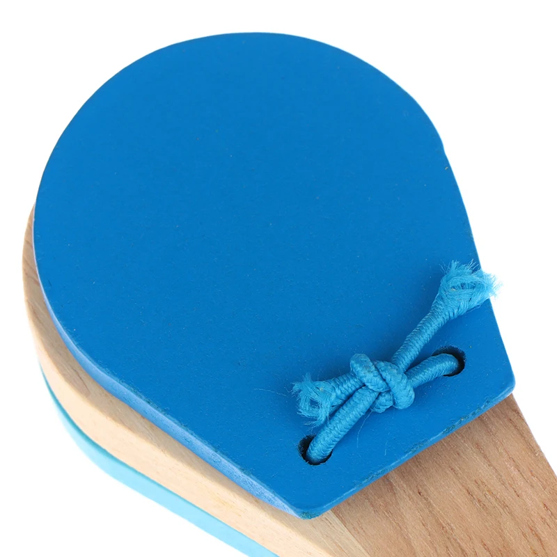 Kids Cartoon Wooden Castanets Five-stud Rattle Bells Clapper Handle Musical Instruments Toys Educational Part For Children