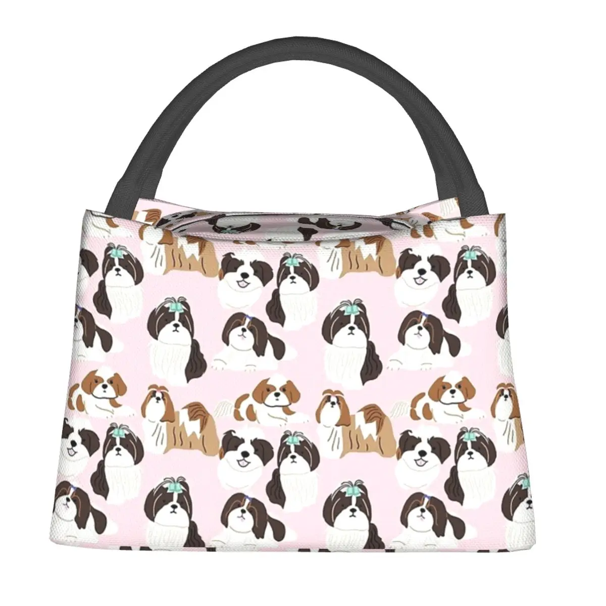 Shih Tzu Dog Pattern Insulated Lunch Bag for Women Kids Portable Food Boxes Thermal Lunch Box Tote