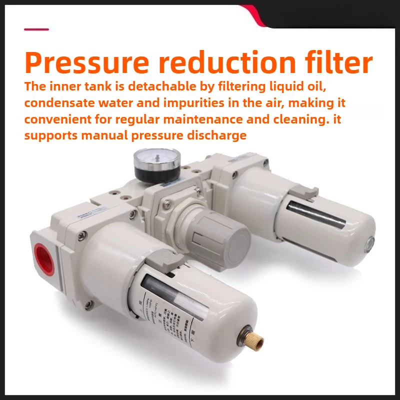 ‌Industrial 3-in-1 Air Prep Unit - SMC AC Series Filter/Regulator/Lubricator for CNC Machines & Automation