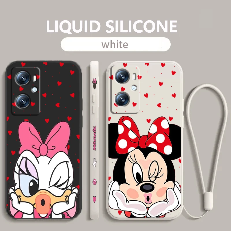 

Minnie Daisy Cute Disney Liquid Left Rope For OPPO Find Reno 7 6 X6 X5 X3 X2 A98 A96 A15 A53 A74 A72 A5 A16K 5G S 2020 4G Cover
