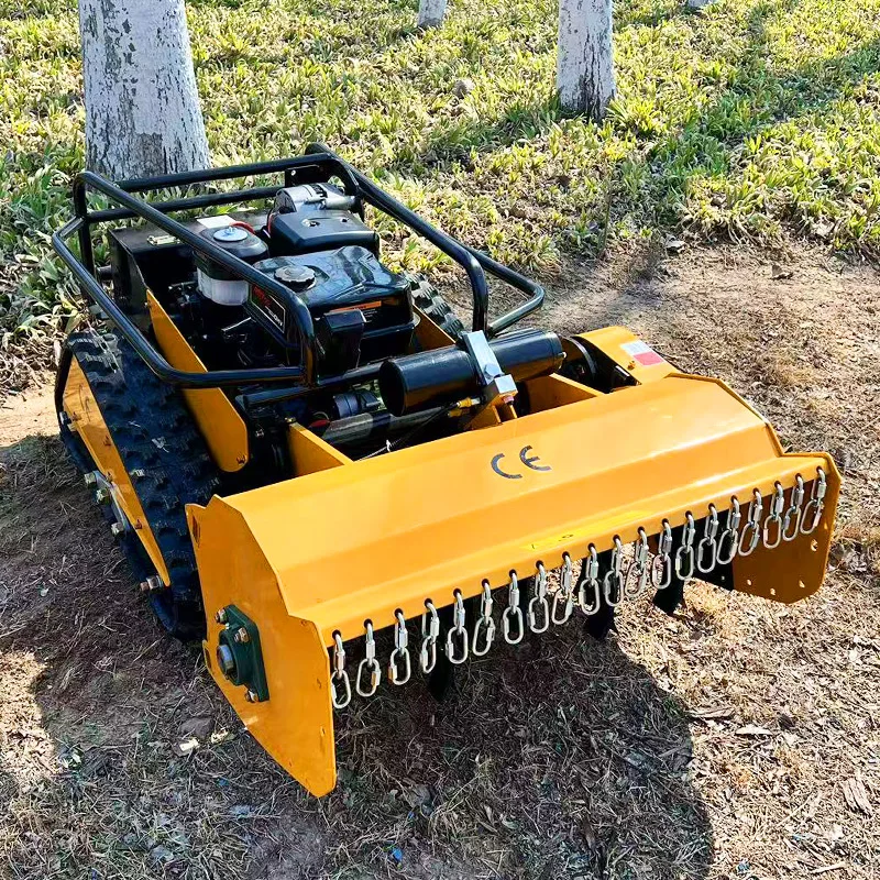 Customized Crawler Lawn Mower for Rough Terrains   Remote Control Automatic Large Fuel Tank Key Engine Component