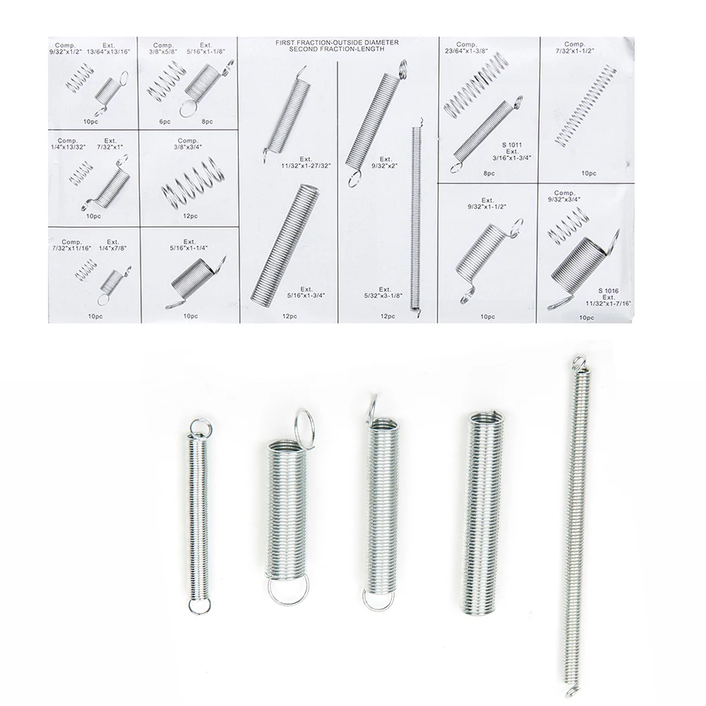 

200Pcs Spring Assortment Kit Heavy Duty Resilient Galvanized Spiral Extension Springs for Automotive Appliances Medical Devices