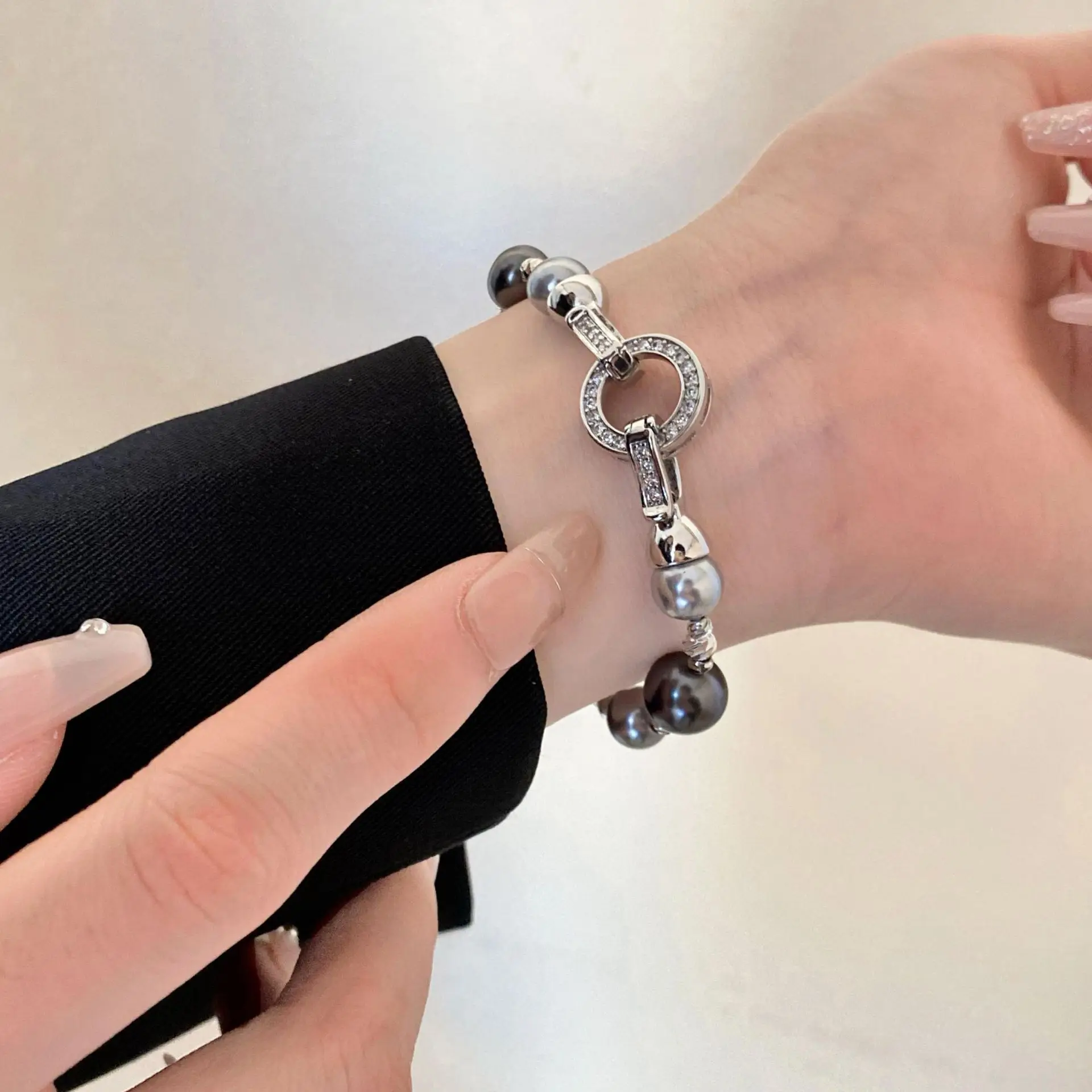 Fashion Zircon Pearl Bracelet for Women 2024 New Irregular Round Bracelet Original Design Jewelry Accessories Anniversary Gift