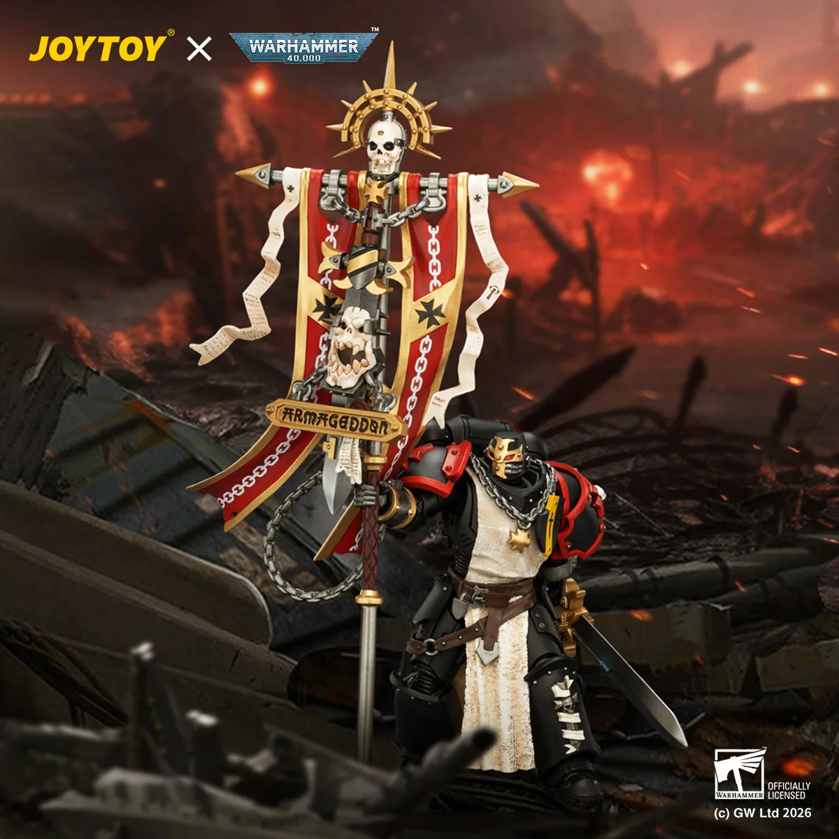 

[Pre Order]JOYTOY Warhammer 40K Action Figure 1/18 Black Templars Crusader Ancient with Power Sword and Bolt Pistol Figures Toys