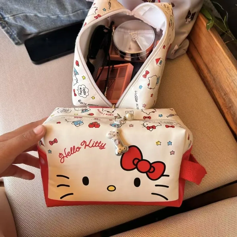 

Cute Hello Kitty Large Capacity Makeup Bag Fashion Anime Cartoon KT Portable Waterproof Cosmetics Storage Bag Toiletry Bag Gifts