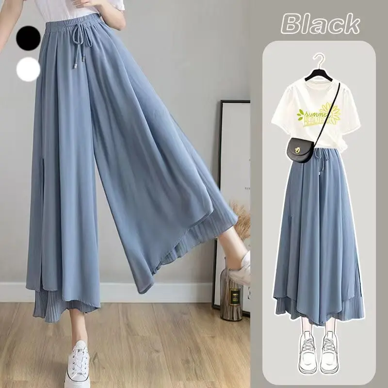 

Large Size Women's High Waisted Lace Up Casual Pants Set, Women's 2024 New Summer Design Sense, Niche Two-piece Dress Set