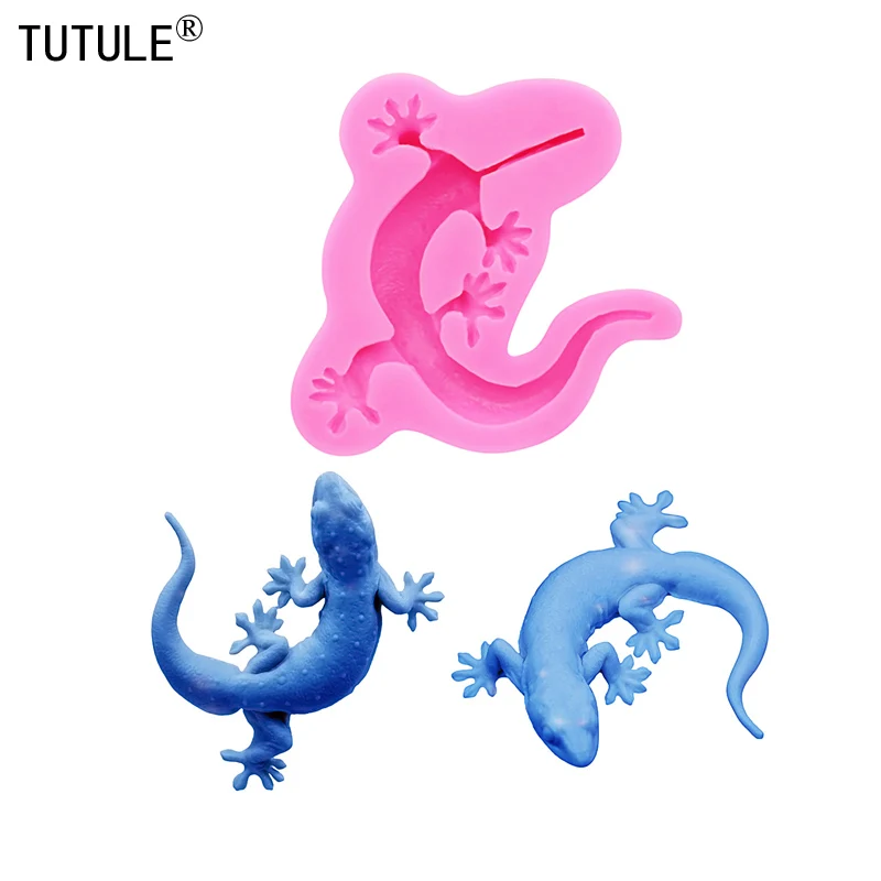 lizard DIY UV epoxy Flexible Polymer Clay Molds Tummy-tailed lizard Keychain shaker Silicone Mold Cake Chocolate Mold Silicone