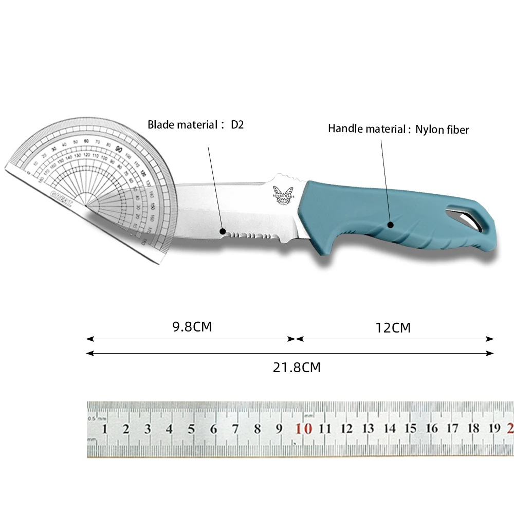 BM Undercurrent 18040 Portable Fixed Knife D2 Blade Blue Nylon Fiber Handle Outdoor Tactical Knife Camping Hunting EDC Multitool