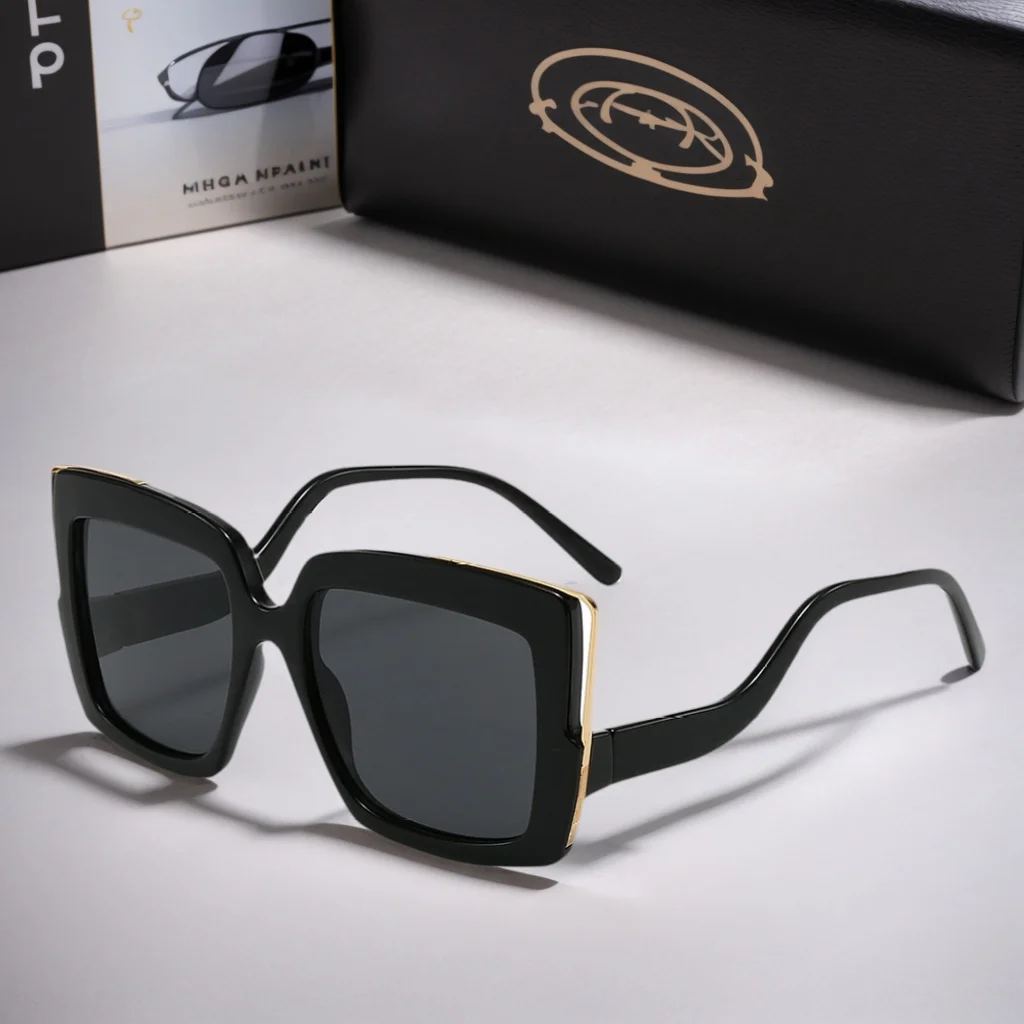 

Fashionable oversized cat-eye frame gradient transparent sunglasses, vacation and travel UV-resistant multi-color sunglasses
