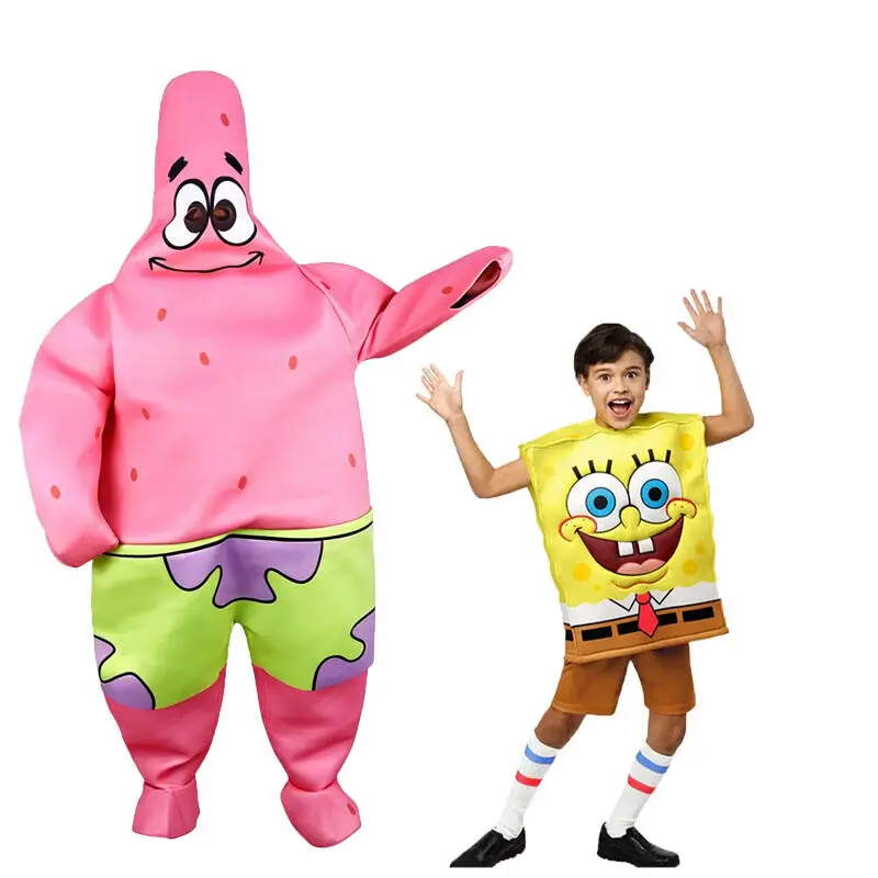 Cartoon Anime SquarePants Cosplay Costume Sponge Patrickstar Jumpsuit for Women Girls Men Boys Halloween Carnival Party Costumes
