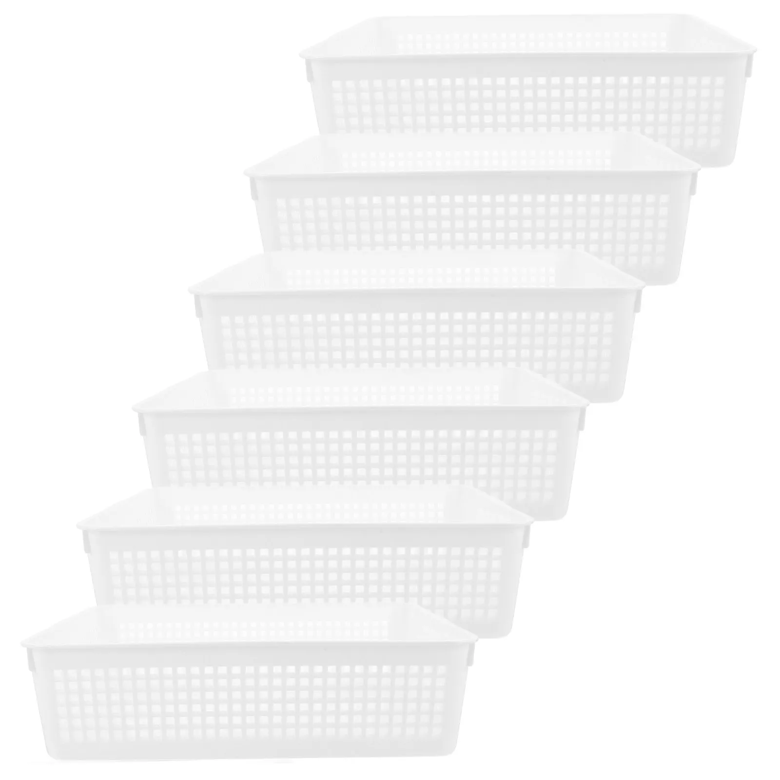 

6Pcs File Storage Basket Plastic Organizer Desktop Container Makeup Holder Office Home Classroom Storage File Boxes Sundries