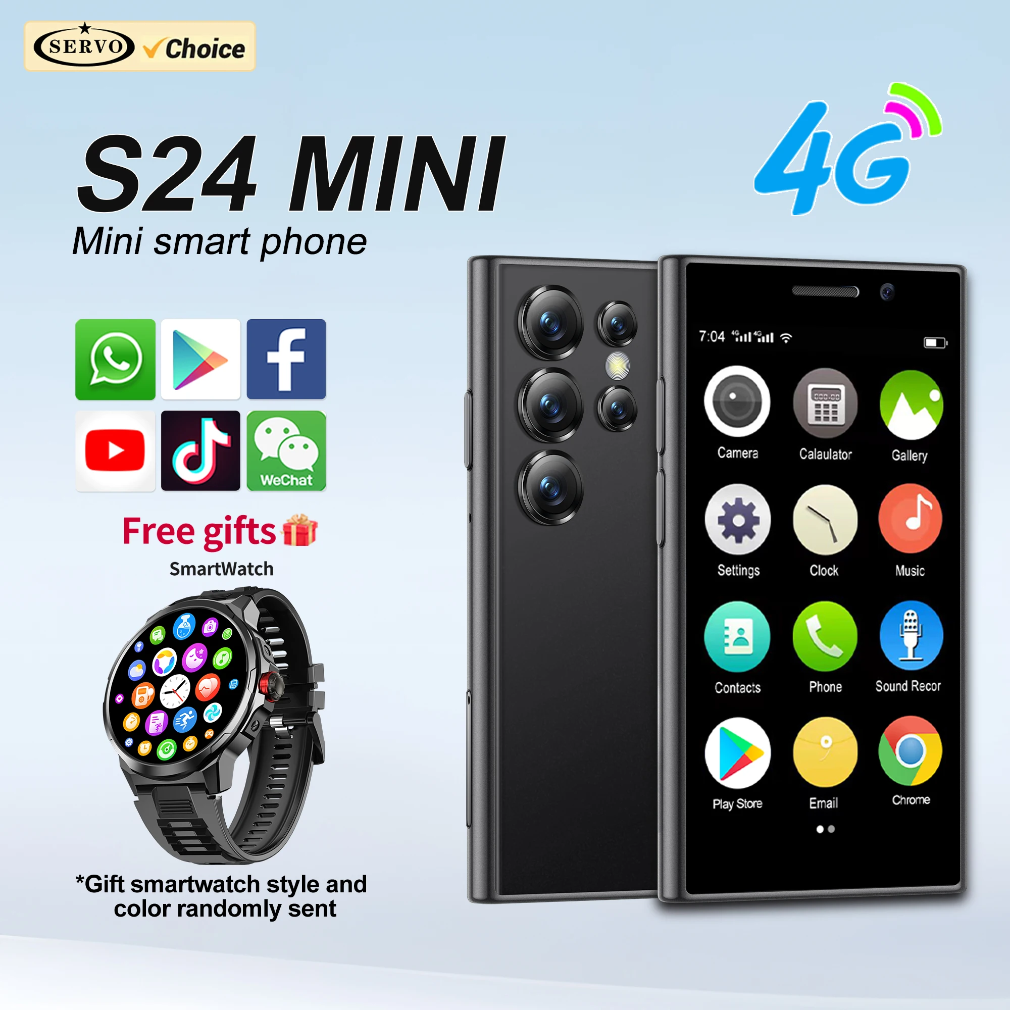 Free Smartwatch ! SERVO S24 Mini 4G Smartphone Android System Play Store 2GB+16GB WiFi 2000mAh 3.0