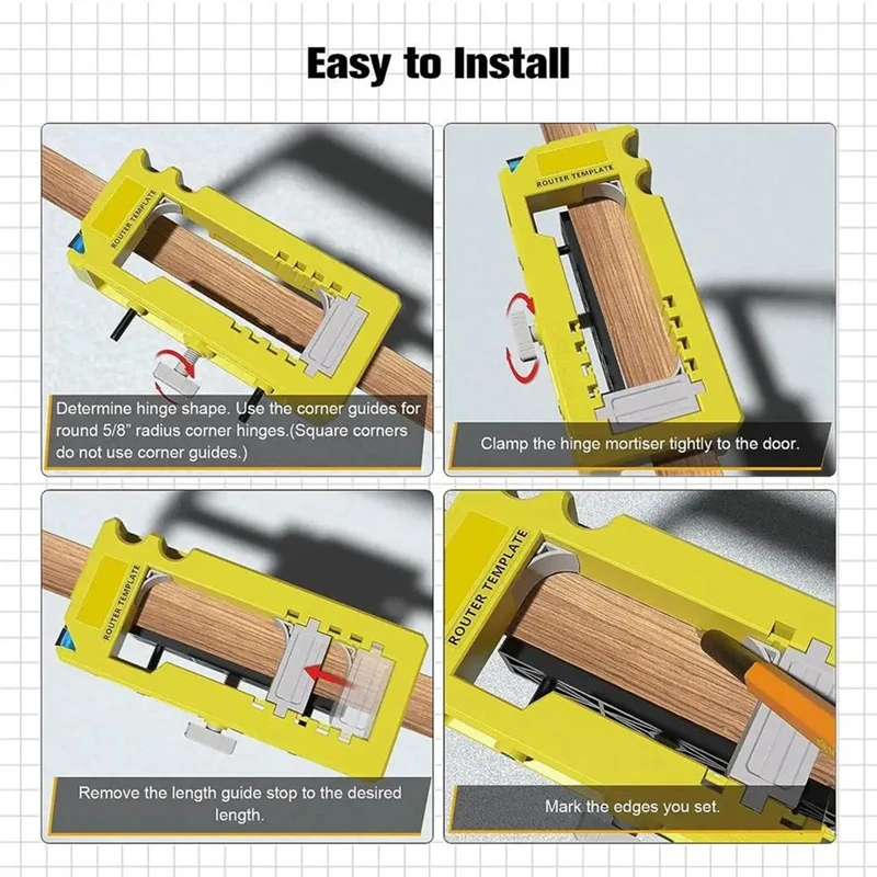 Door Hinge Template Door Hinge Router Template Removable Inserts Included Cabinet Hinge Jig Stable Fit For 3-5In Length